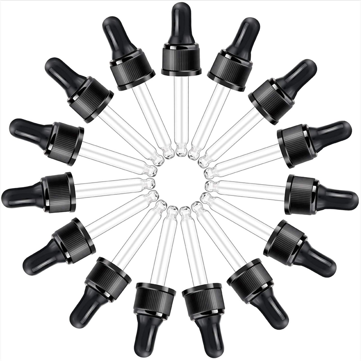 YGDZ Droppers for Essential Oils 15 Pack 15ml (1/2 Ounce) Glass Eye Dropper Tops - Fit for DoTerra Young Living 15ml Essential Oil Bottles