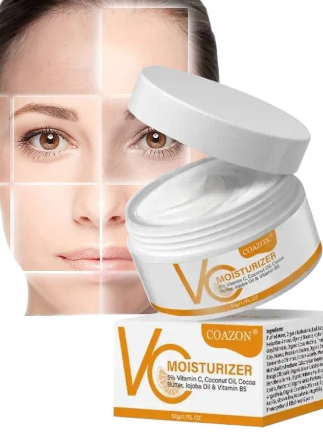 50ml Vitamin C Moisturizing Cream Glow Boosting Moisturizer Skin Repairing Cream Reduce Sunspots and Anti Aging Facial Cream with Organic Ingredients for All Skin Types