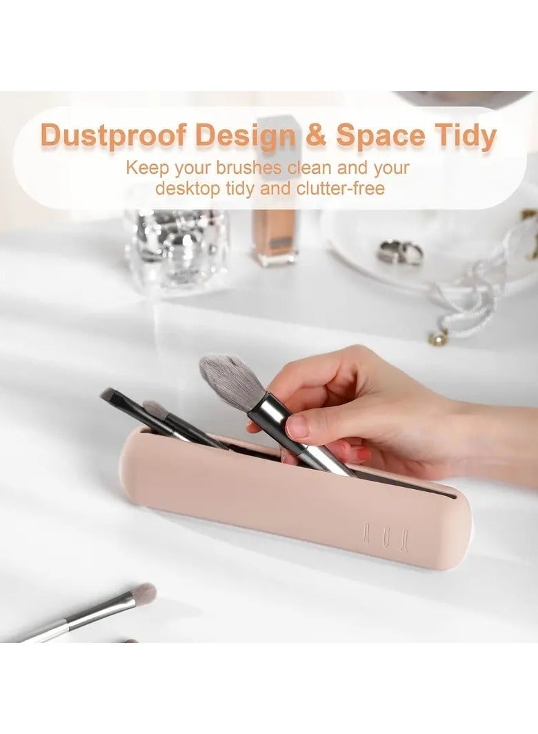 Travel Makeuo Brush Holder Silicon Trendy and Portable Cosmetic Face Brushes Holder Soft and Sleek Makeup Tools Organizer for Travel