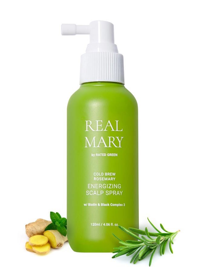 REAL MARY Energizing Biotin Hair Growth Spray for Thinning Hair and Scalp for Men & Women - Rosemary and Ginger Scalp Spray | 4.06 fl oz