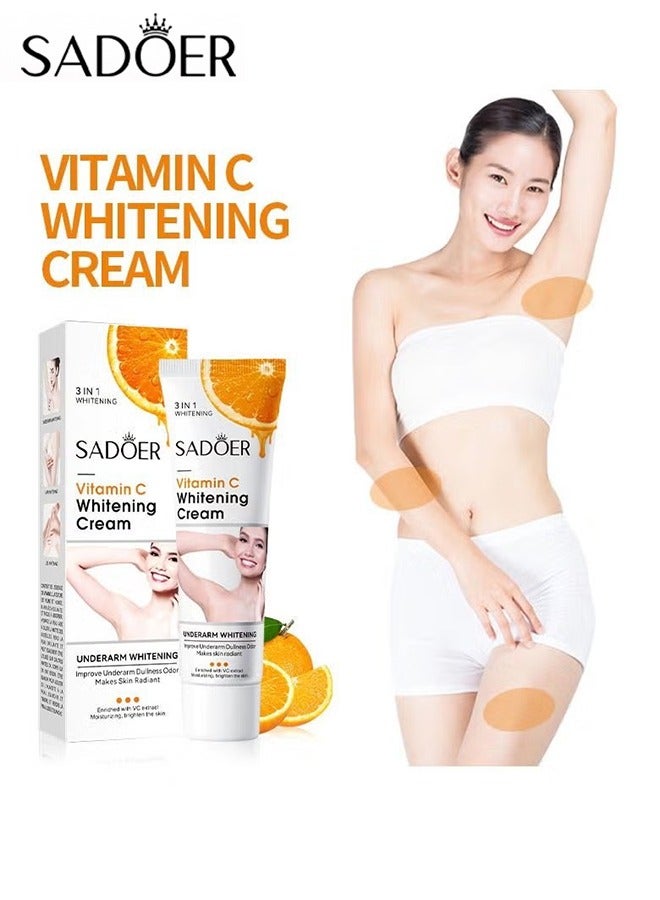 Vitamin C Underarm Whitening And Moisturizing Cream, Elbow Curve Joints Melanin Brighten Skin Tone Improve Dullness Glow Whitening Cream 50G
