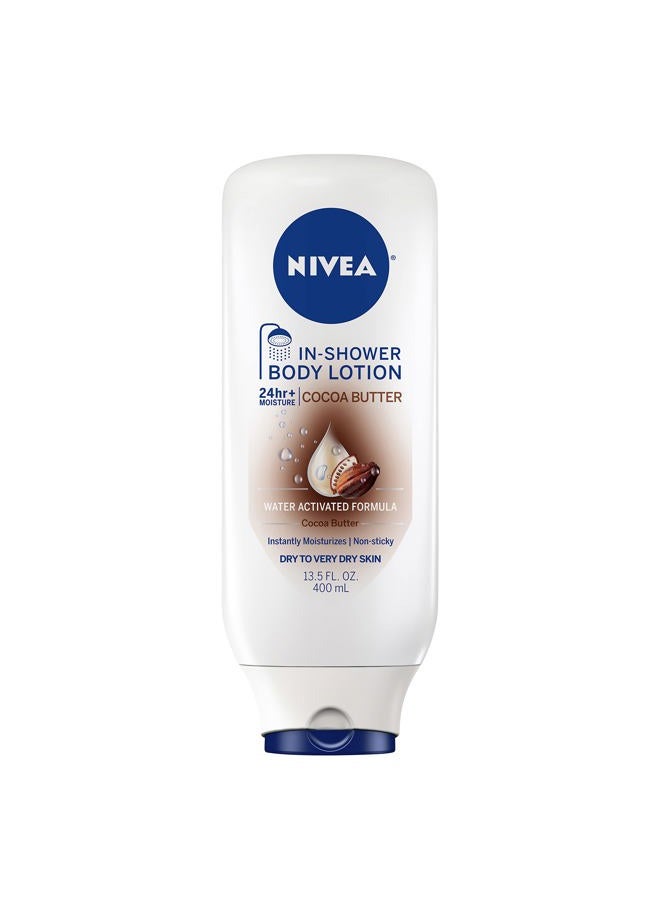 Cocoa Butter In Shower Lotion, Body Lotion for Dry Skin, 13.5 Fl Oz Bottle