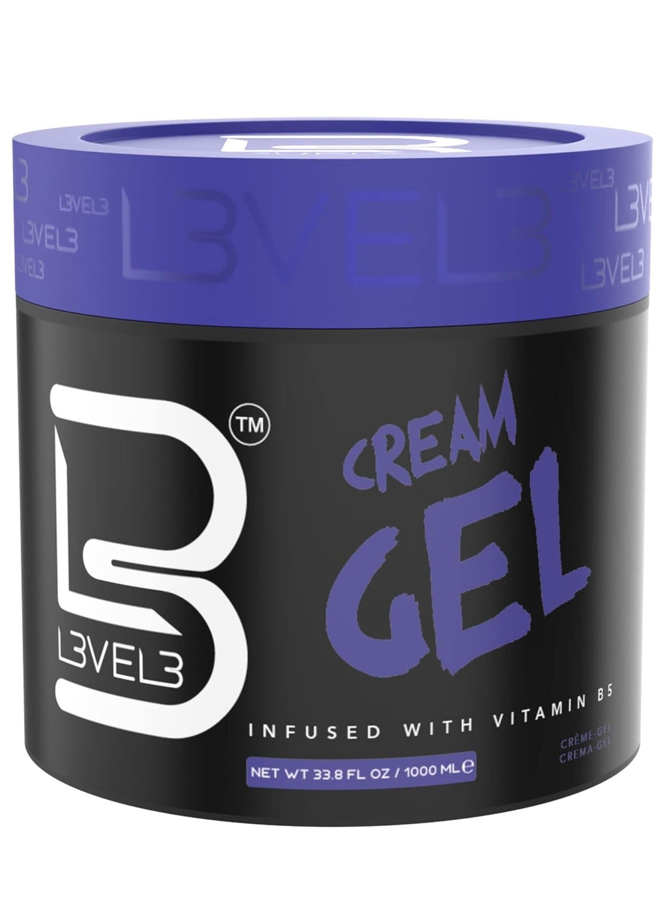 L3 Level 3 Cream Gel - Provides Volume and Medium Hold - With Vitamins to Nourish and Protect Hair Level Three Mens Hair Styling Cream 1000ml