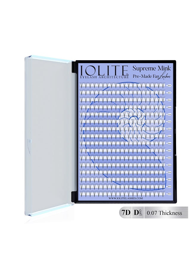 Iolite Eyelash Extensions -  7D Supreme Mink Pre-Made Fan Lash Extensions – D Curl, 0.7T Mix (8mm-16mm) | Fast Application | Premium Volume, Lightweight & Natural | Salon-Quality for Lash Artists ISMP7DD7T - 8MM
