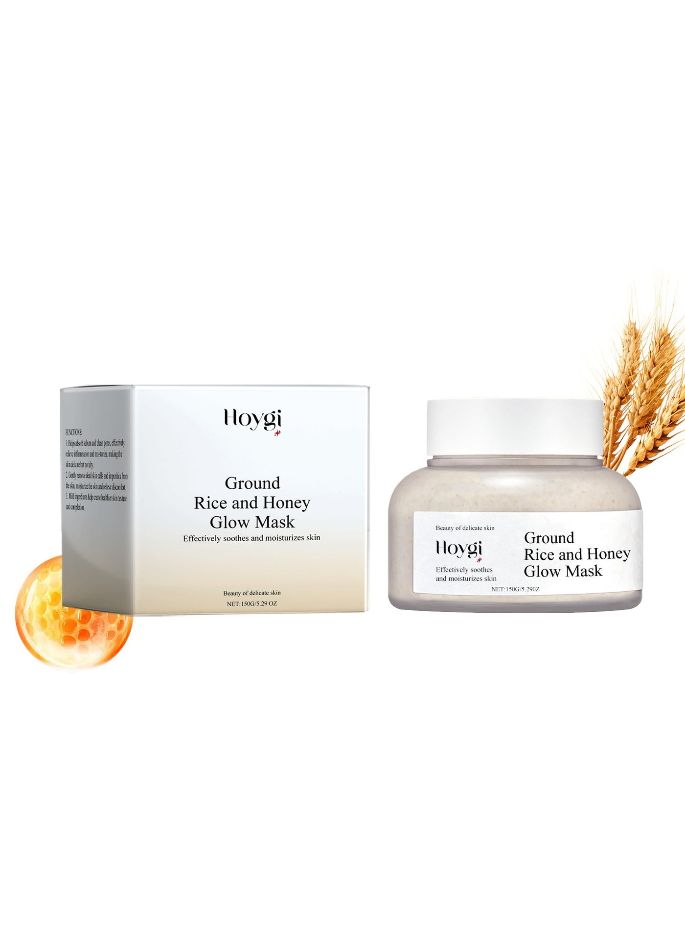 Hoygi Rice Honey Moisturizing Brightening Mask Moisturizing Hydrating Nourishing Improve Facial Skin Gloss 150ml