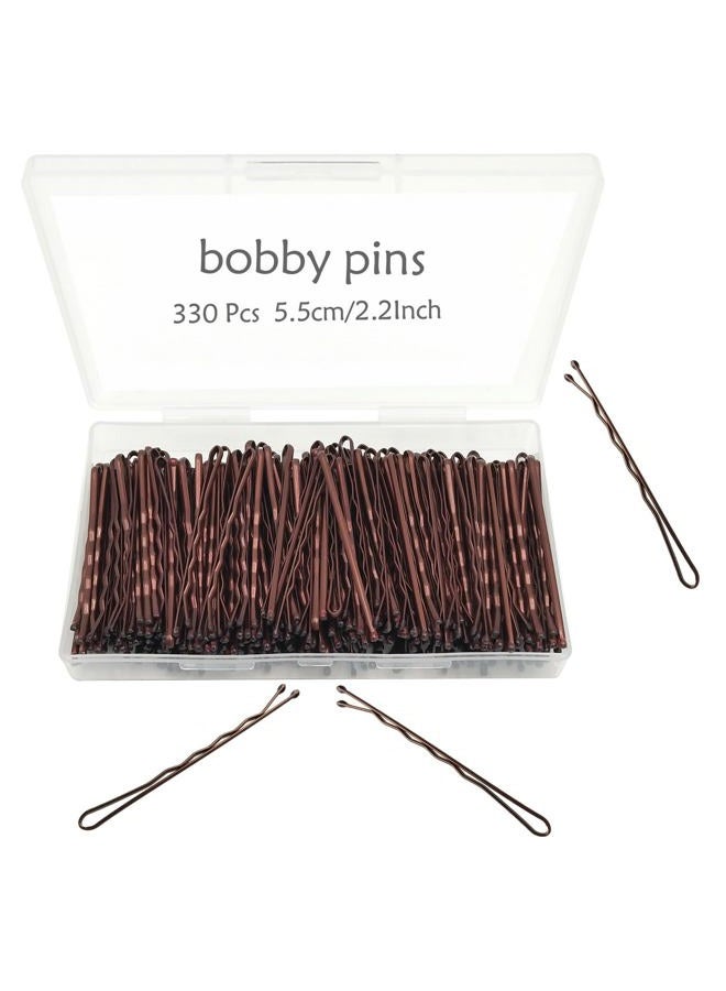 Bobby Pins Brown, 330 Count 2.2 Inch Hair Pins With Cute Box, Premium Bobby Pin For Kids, Girls And Women, Great For All Hair Types
