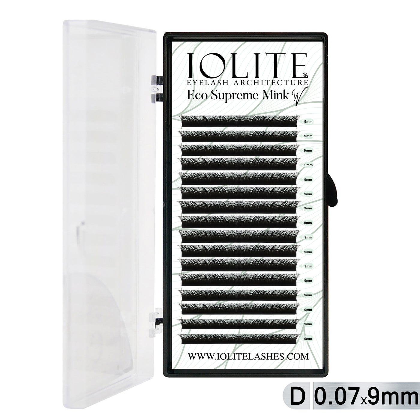 Iolite Eco Supreme Mink W Lash Extensions D Curl (0.7T Mix, 6mm–15mm) – Mink W Volume Lashes for Professional Lash Artists & Salons ISMWD7T - 9MM