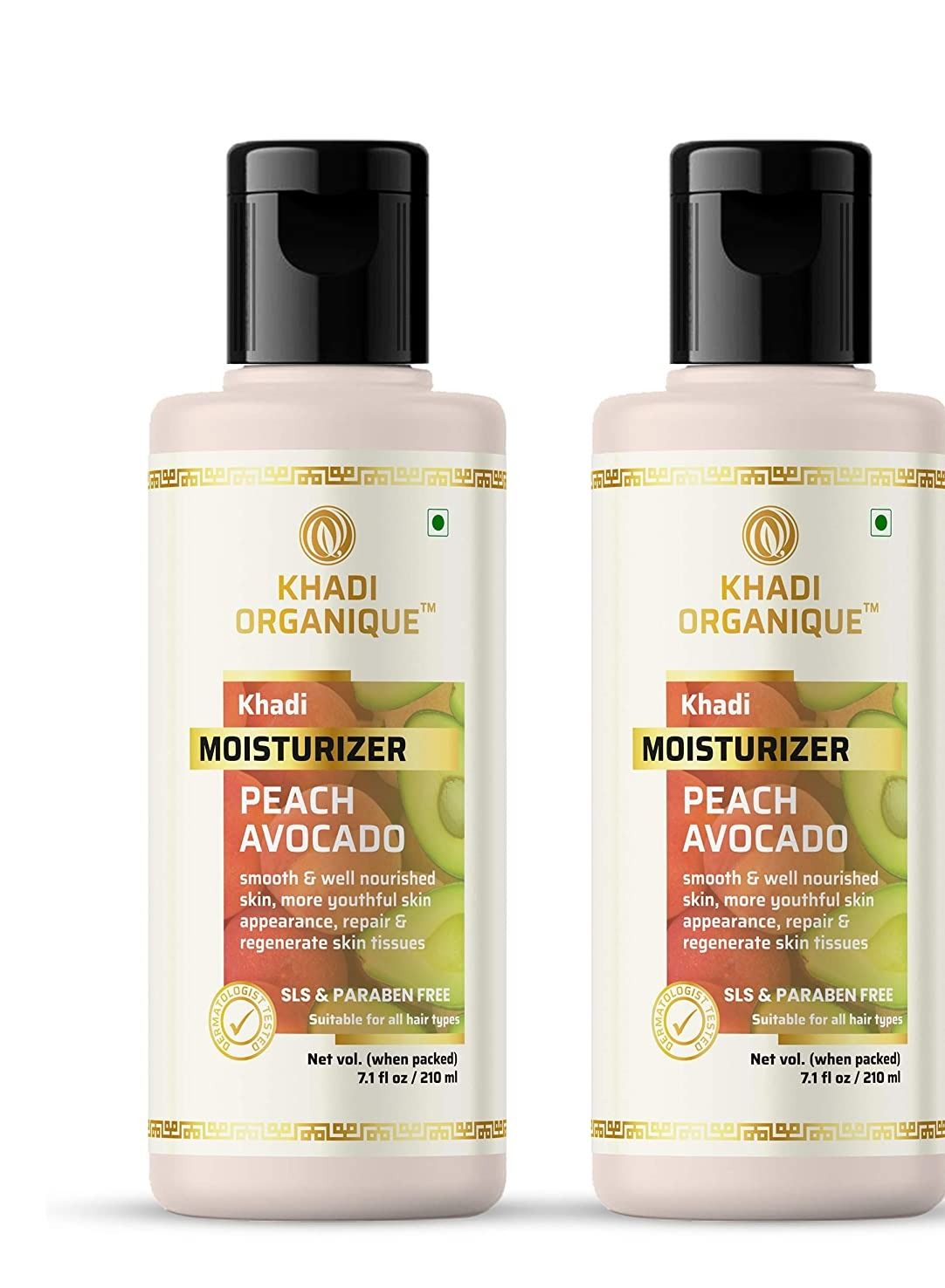 Khadi Organique Peach Avacado Mosturizer Pack of 2(Parabeen Free) 420 ml