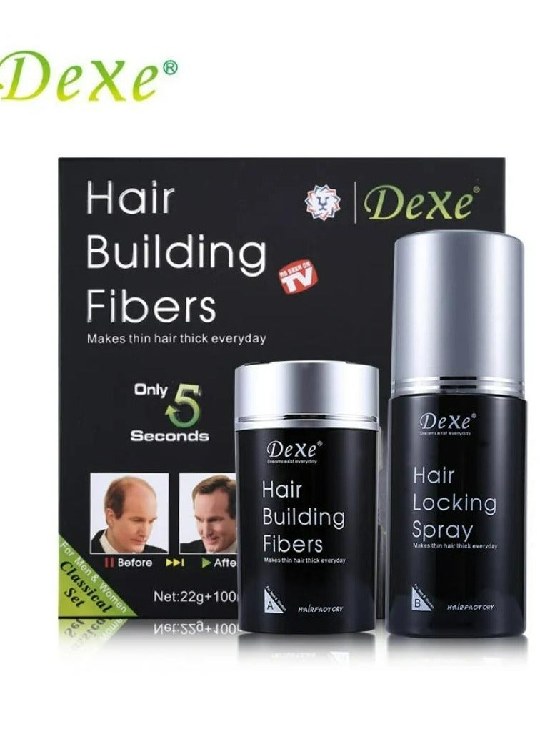 Hair Building Fibers + Locking Spray Dark Brown (22g+100ml)
