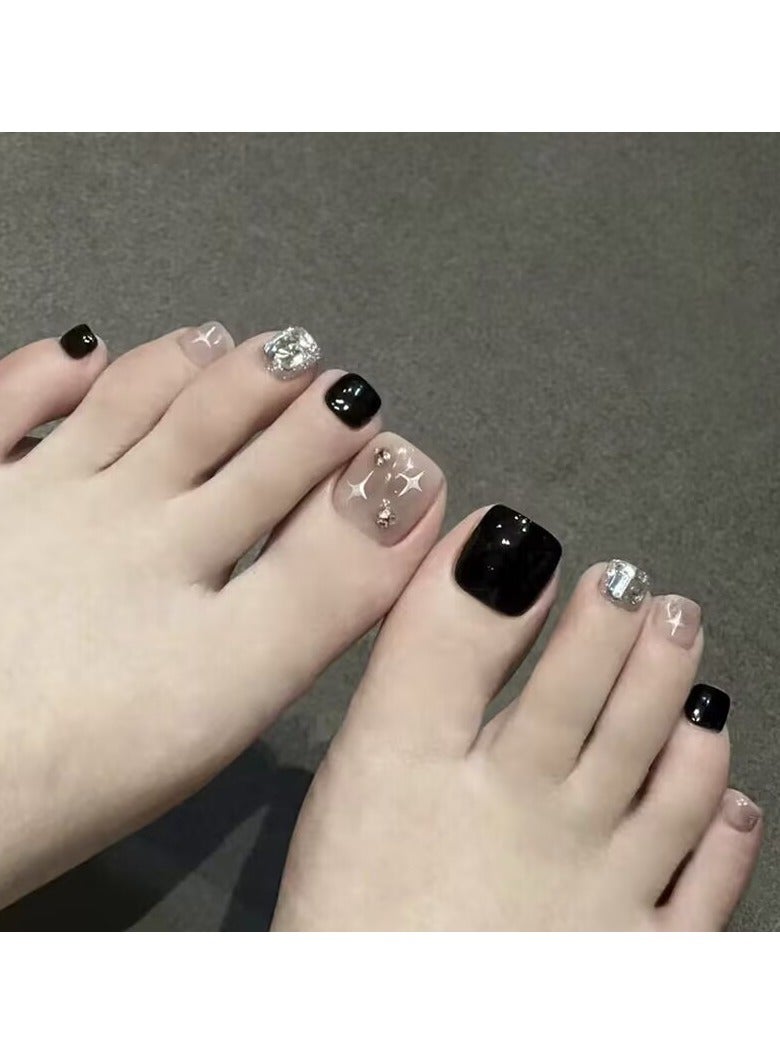 24-Piece Short Square Press-on Toenails:Acrylic Fake Nails ,toe fake nails for Seamless Fit