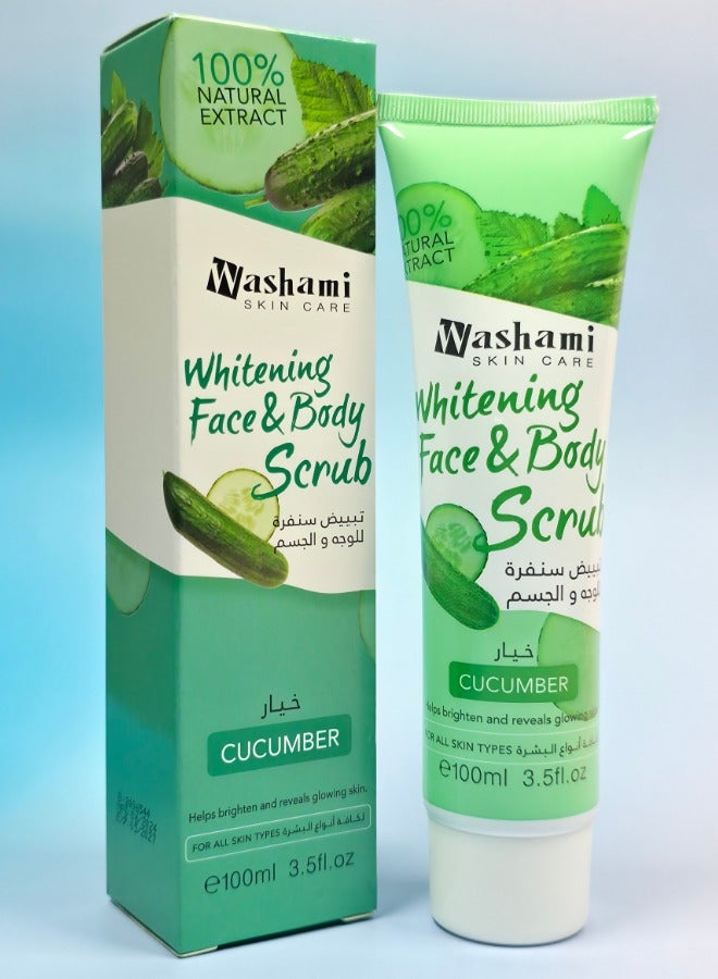 Cucumber Whitening Face & Body Scrub – Refreshing, Exfoliating, Soothing, Skin Brightening Treatment – 100ml