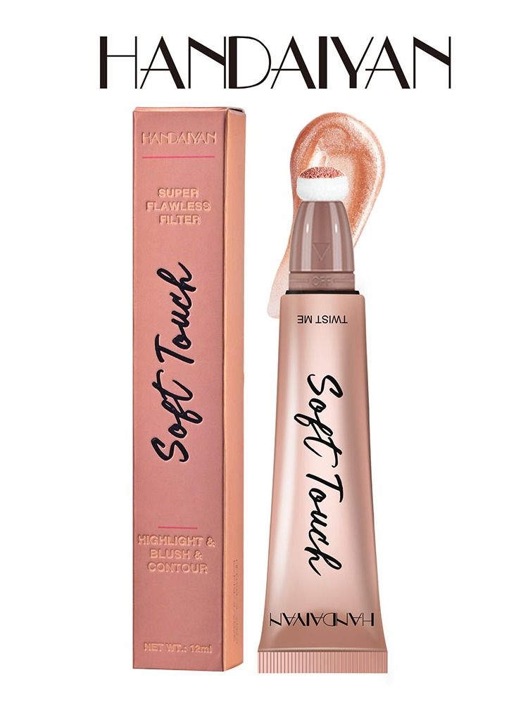 Mousse Liquid Blush For Cheeks Cream Face Blusher Stick with Sponge Palette Bronzer Highlighter Shape Contour Moisturizing And Breathable Matte Finish Long-wearing Waterproof For Women Makeup