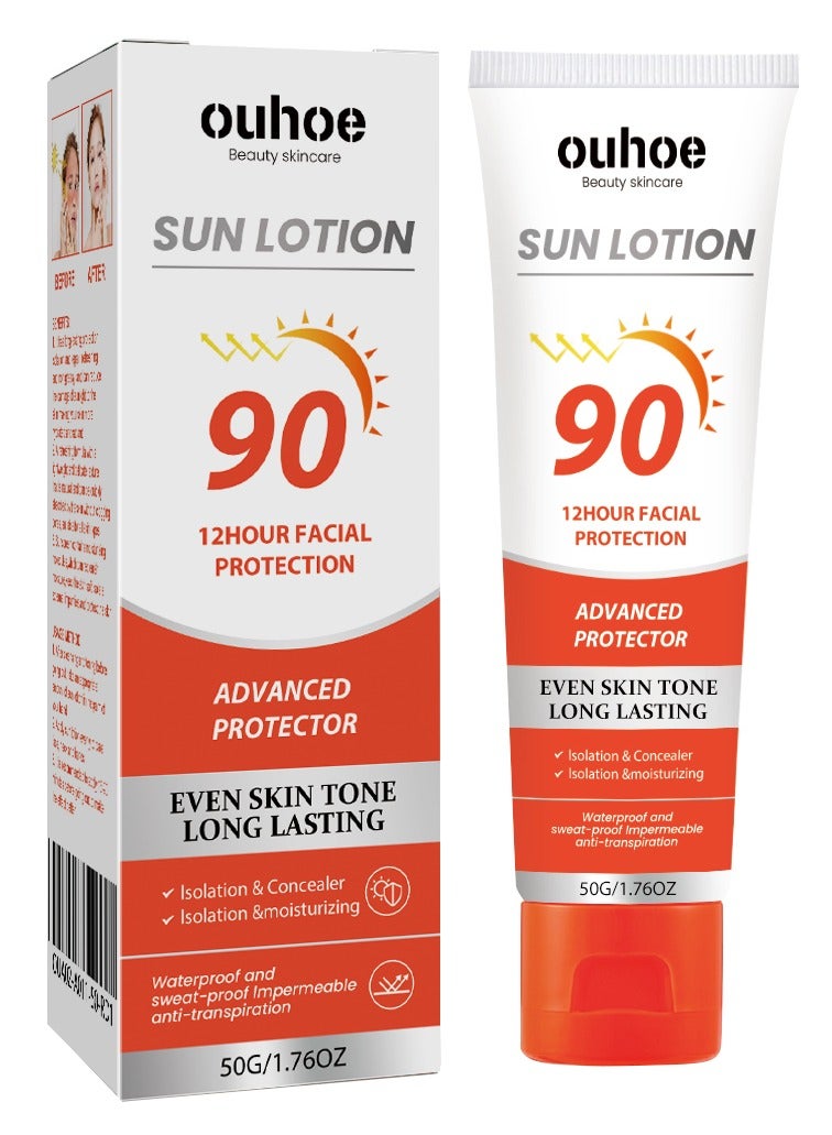 SPF 90 Sunscreen Cream – Long-Lasting UV Protection, Moisturizing, Whitening & Waterproof Sunblock for Radiant Skin Care