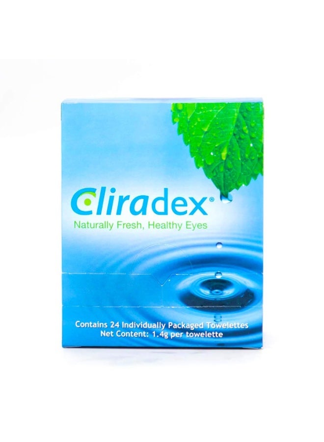 Cliradex Towelettes - Natural Face, Eyelash & Eyelid Cleanser - Wipes for Demodex, Blepharitis, Mgd and Red Irritated Eye Lid - Tea Tree Oil Extract.