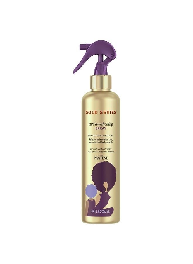 Gold Series Curl Awakening Spray, for Curly and Coily Hair, Infused with Argan Oil, 8.4 Fl Oz
