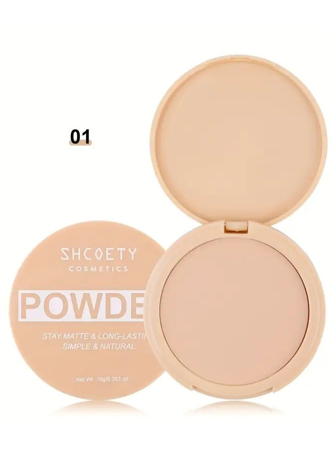 Moisturizing Matte Pressed Powder Compact for All Skin Tones, 5 Shades, Medium Coverage, Long-Lasting Oil Control, Even Skin Tone, for All Skin Types, #1