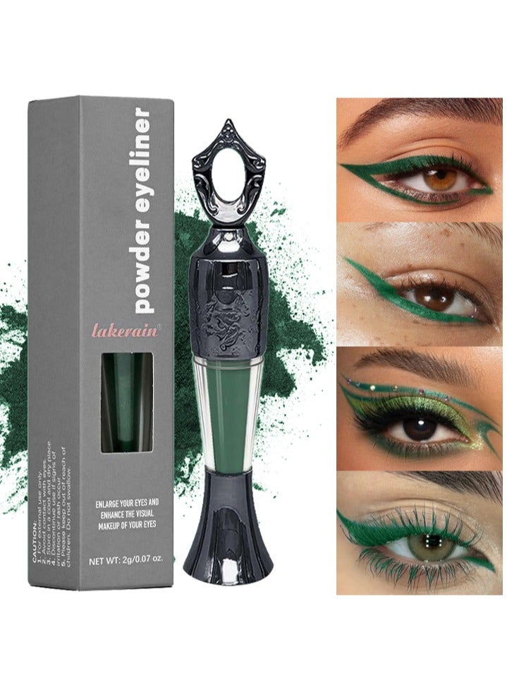 Powder Eyeliner-100% Natural Plant Formula Powder Eyeliner Easily Removed Eye Makeup Natural Eyeliner Last for All Day Long Lasting Dry Powder Eyeliner  #02Dark Green