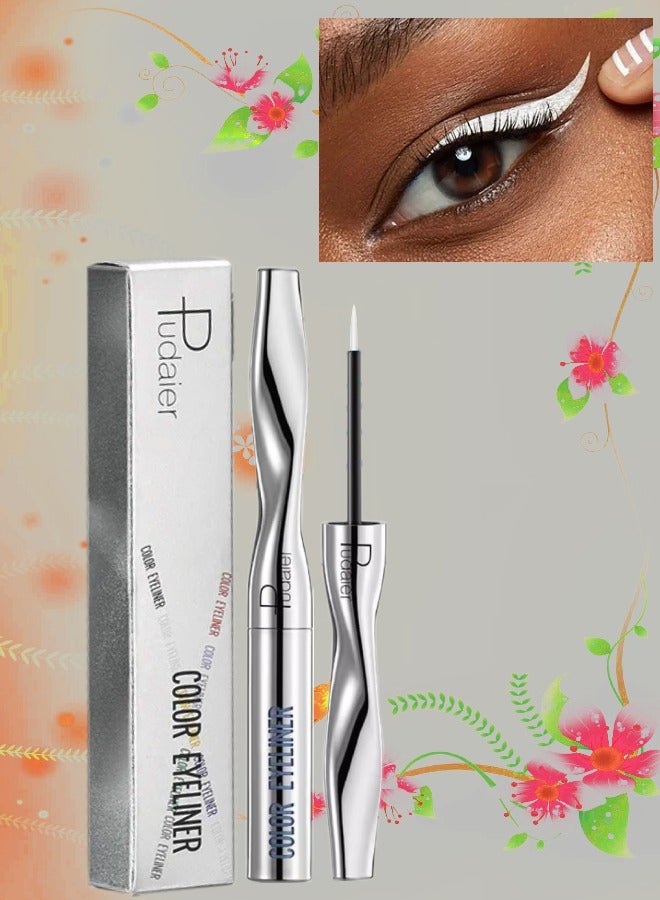Color Eyeliner Liquid Eyeliner Pen Quick Drying Easy to Color Glitter and Matte Precision Fine Tip Eye Liner Makeup No Flaking No Smudging Waterproof and Long Lasting Eyeliner Pencil White 23