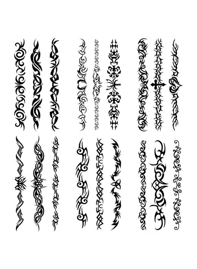 6 Sheets Mix Tribal fake Tattoos Small Temporary Tattoo Blue Black Tribal Pattern Tattoo Body Sticker for Men Women 9cmX 19cm/3.54X7.48 inches (LXW)