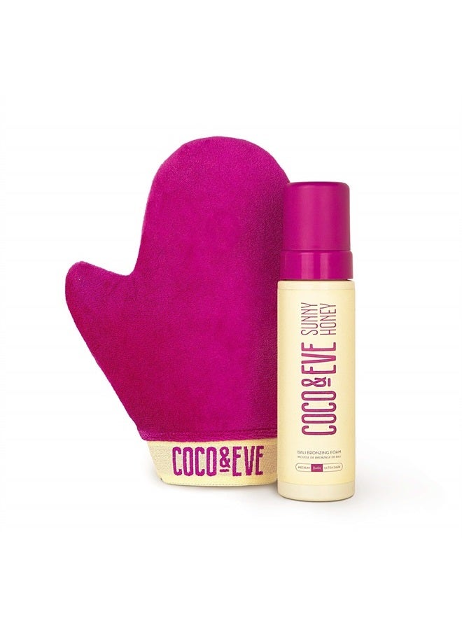 Self Tanner Mousse Kit - (Medium) All Natural Sunless Instant Self Tanning Lotion with Bronzer & Mitt Applicator | Sunny Honey Bali Bronzing Kit