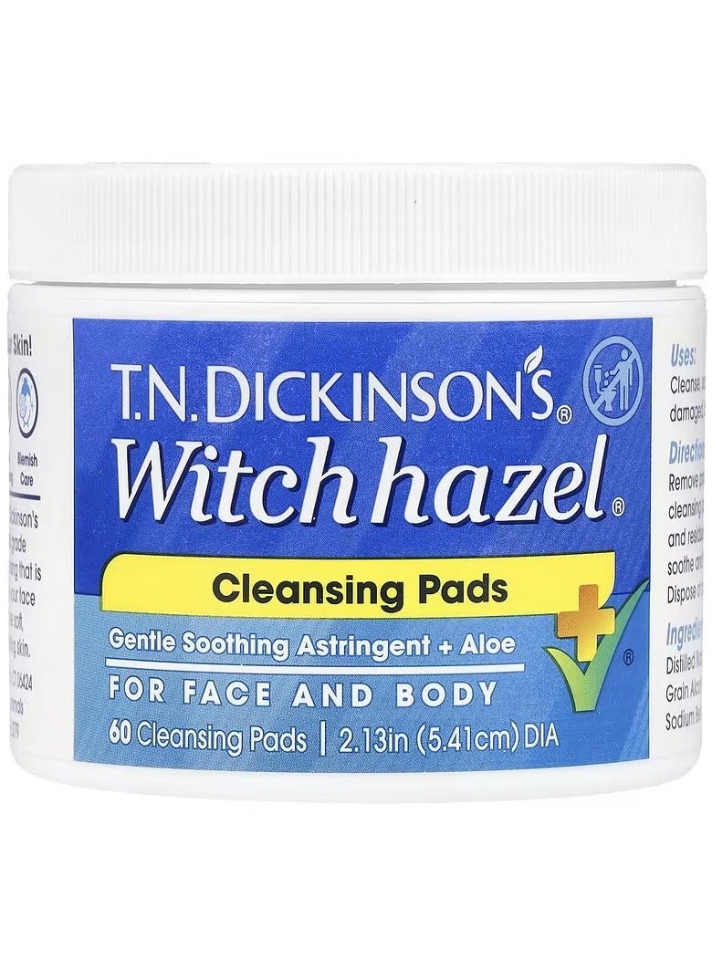 Witch Hazel® Cleansing Pads, Fragrance Free, 60 Cleansing Pads