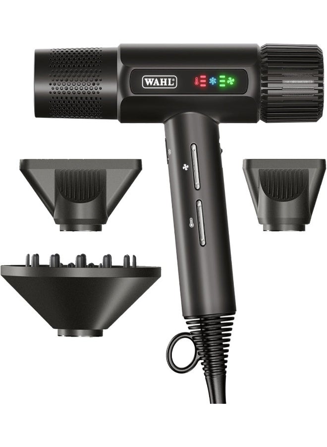 Vanquish Hair Dryer Black | SmoothTone Motor | Auto-clean Function | LED Display | Magnetic Attachments