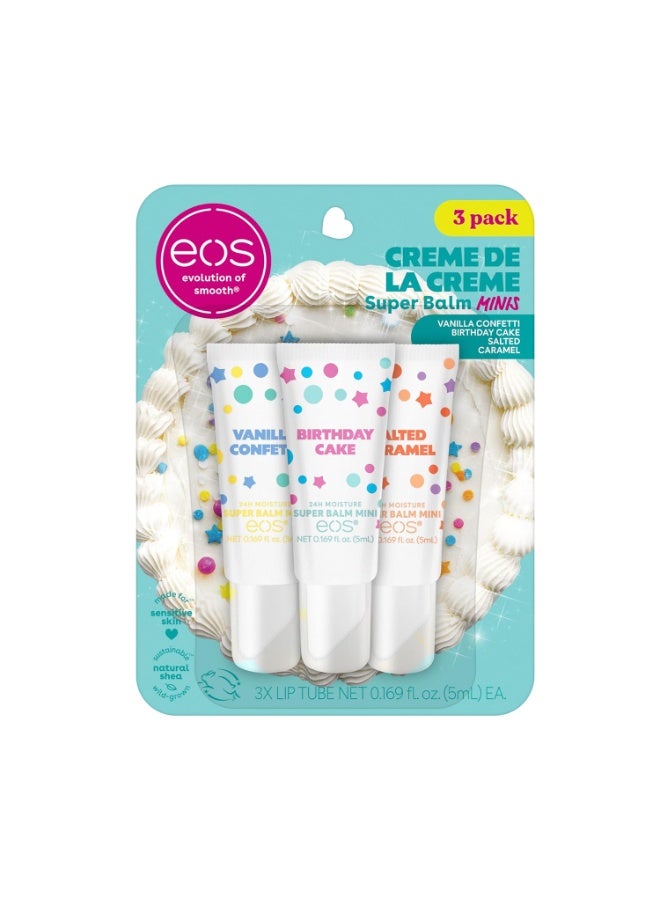 eos 24H Moisture Super Balm Minis- CrÃ¨me de la CrÃ¨me, Limited-Edition Lip Mask, Lip Mask, Made for Sensitive Skin, Shea Butter, Variety Pack, 0.169 fl oz, 3-Pack