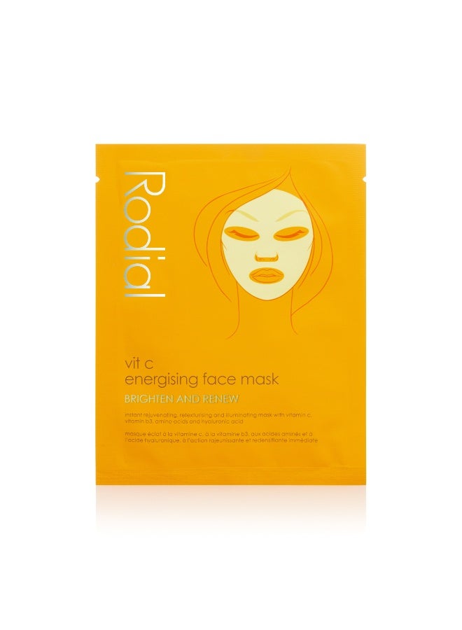 Rodial Vit C Cellulose Sheet Mask Single – Instant Glow for Tired Skin, Ascorbic Acid & Niacinamide, Bio-Cellulose for Redness Relief 20ml