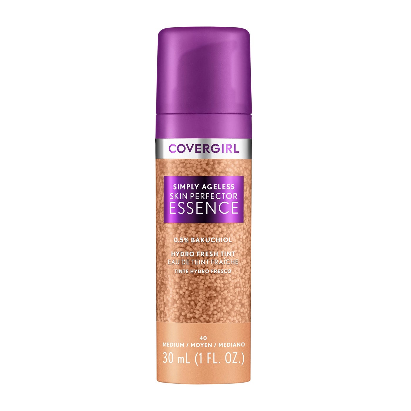 Covergirl Simply Ageless Skin Perfector Essence Foundation, 40 Medium, Tinted Skincare Makeup Hybrid, Sheer Tint, Radiant Finish,Glowy Finish, Vegan Formula, 1.0oz