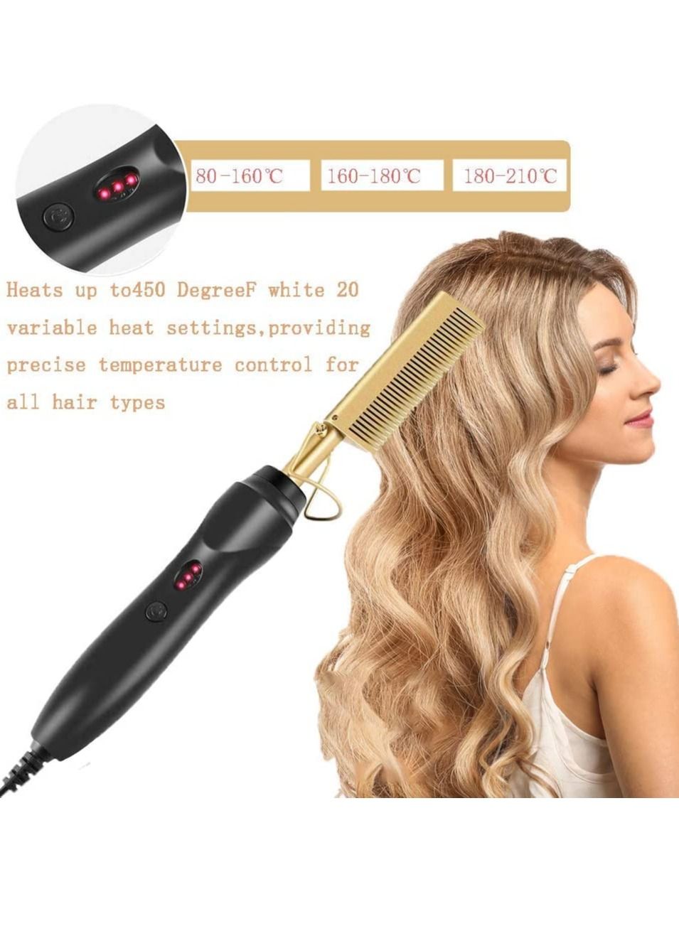 2 in 1 Hot Comb Straightener Electric Hair Straightener Hair Curler Wet Dry Use Hair Flat Irons Hot Heating Comb For Hair