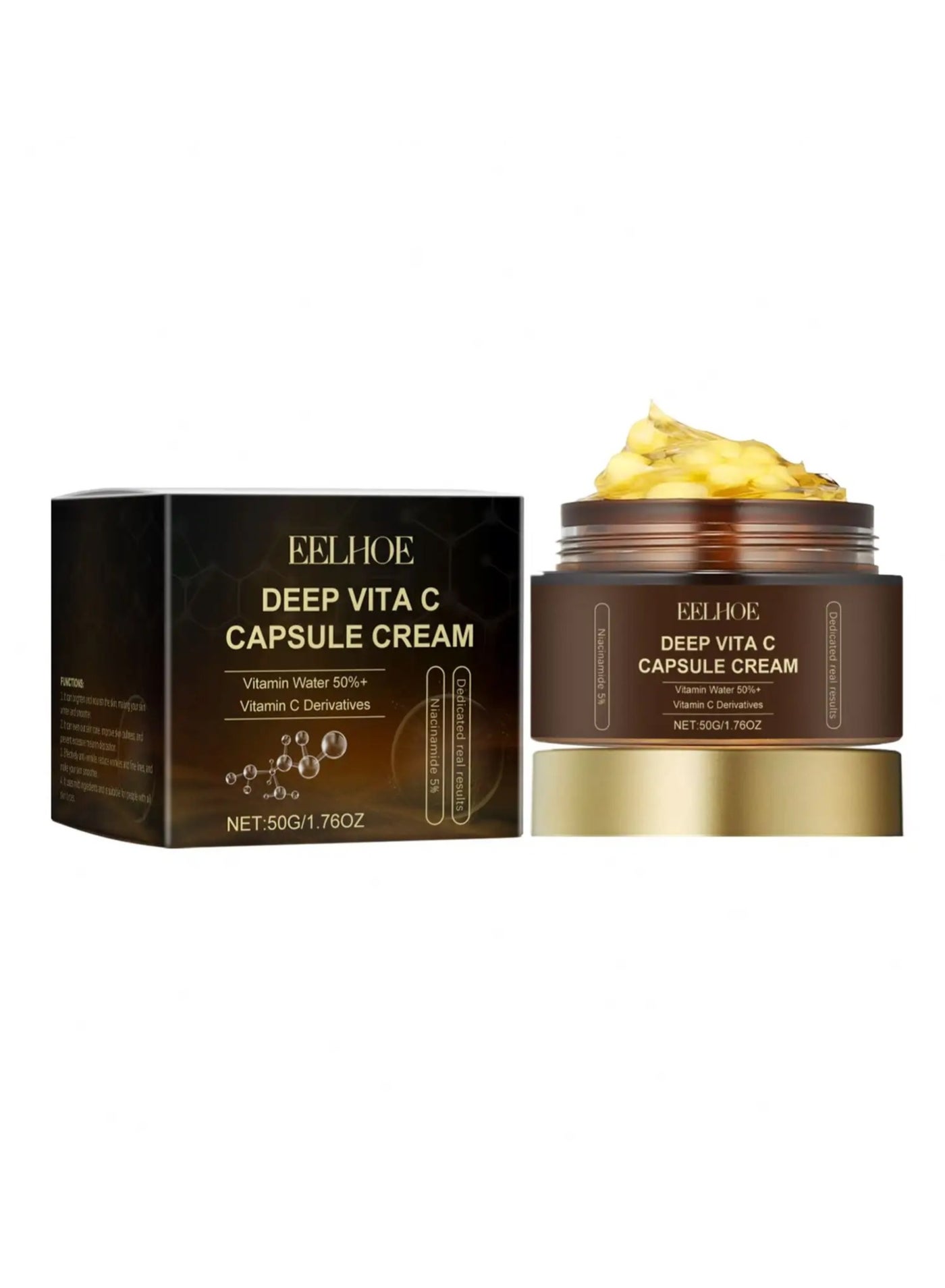 Deep Vita C Capsule Cream - Vitamin C Capsule Face Moisturizer Gel with Collagen & Niacinamide - Anti Wrinkles, Firming, Repairing, Hydrating Skin Care