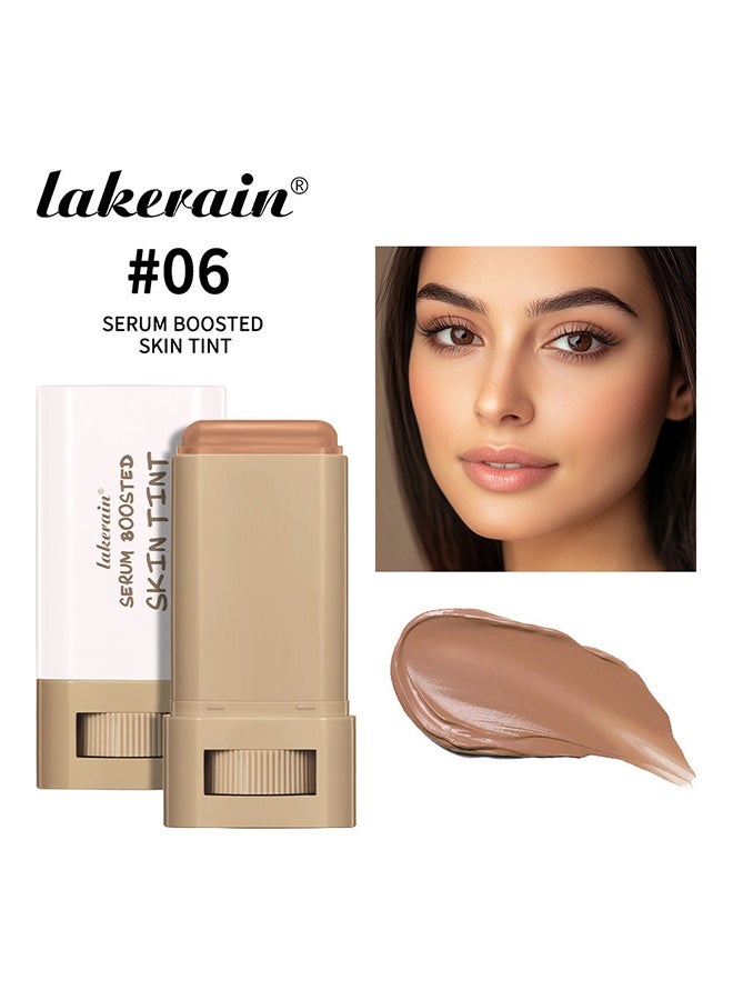 Beauty Balm Serum Boosted Skin Tint, Solid Tinted Moisturizing Serum Foundation Stick, Buildable Medium-to-Full Coverage Contour Stick for Face Makeup (#06)