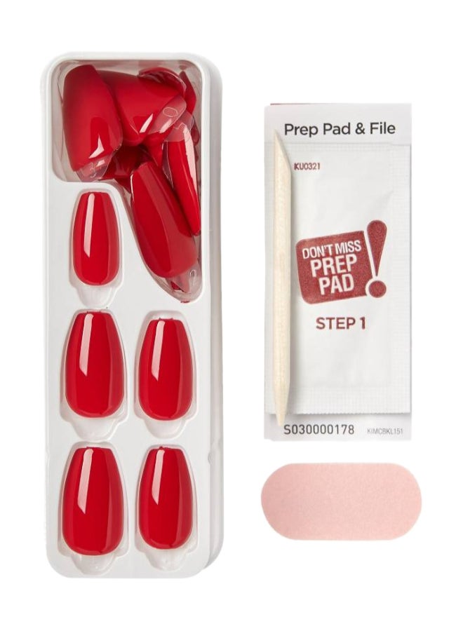 Kiss Impress Color Nails Medium Coffin- Reddy or Not IMC510C - image 2