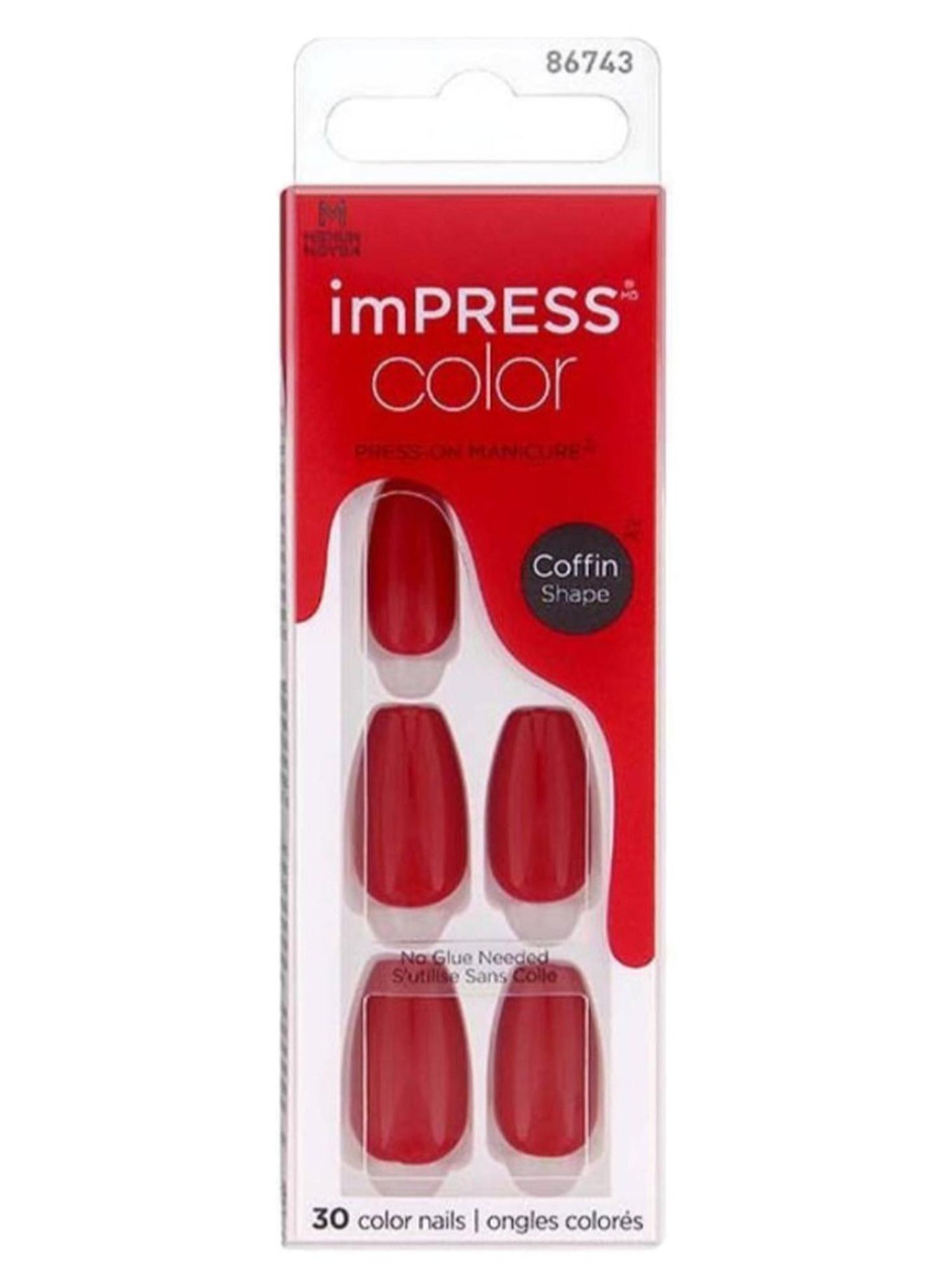 Kiss Impress Color Nails Medium Coffin- Reddy or Not IMC510C