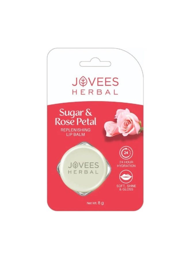 Sugar And Rose Petal Lip Balm 8G | Chapped Lip Repair Balm, 24H Hydration, Soft Shine Gloss Finish, Natural Moisturizing Lip Care