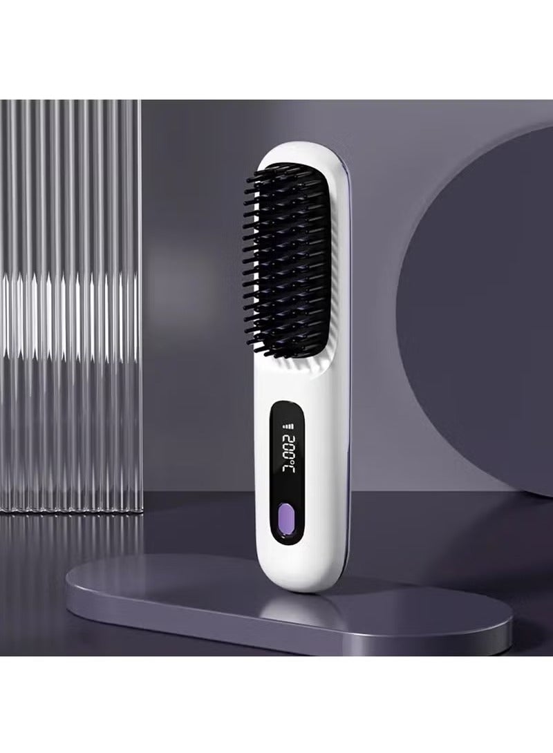 3-Speed Portable Hair Straightener - Fast Heating, Constant Temperature Anti-Hot Design, LED Display, USB Charging - Professional Shape Long-Lasting Bright for Home, Travel, Holidays (White)