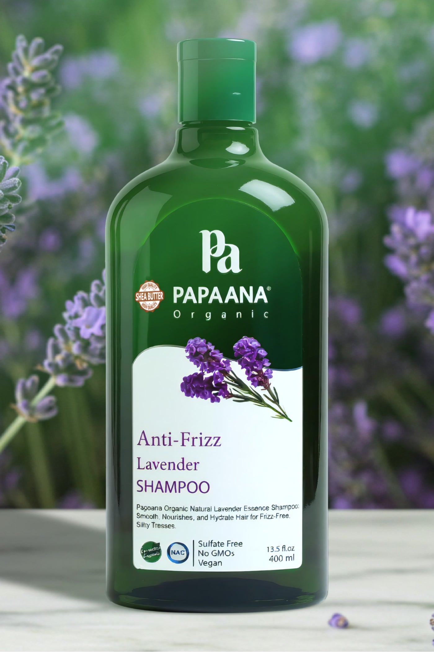 Anti-Frizz Lavender Shampoo with Shea Butter – 400ml, Frizz Control & Hydration for Smooth, Silky Hair
