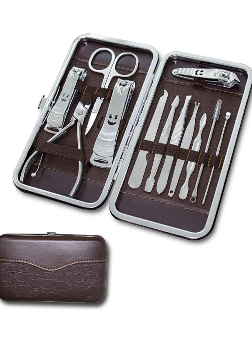 ORiTi Nail Clipper Set 12 in 1 Manicure and Pedicure Kit for Fingernail and Toenail with Portable Travel Case, Ideal for Men and Women, Professional Stainless Steel