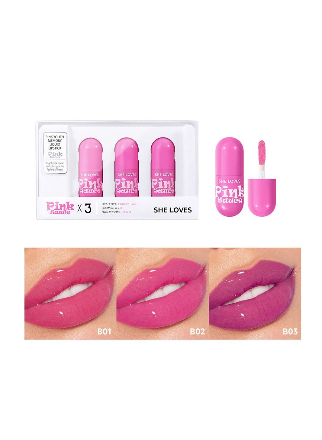 3 Piece Pink Youth Memory Liquid Lipstick
