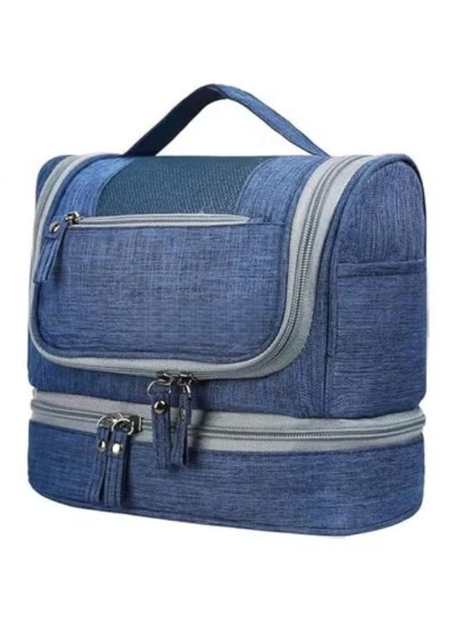 Hanging Travel Toiletry Bag,Large Makeup Bag Waterproof Cosmetic Organizer Kit,Travel Shaving Dopp Kit Organizer Bag,Portable Bathroom Shower Storage Bag for Women and Men (Blue)