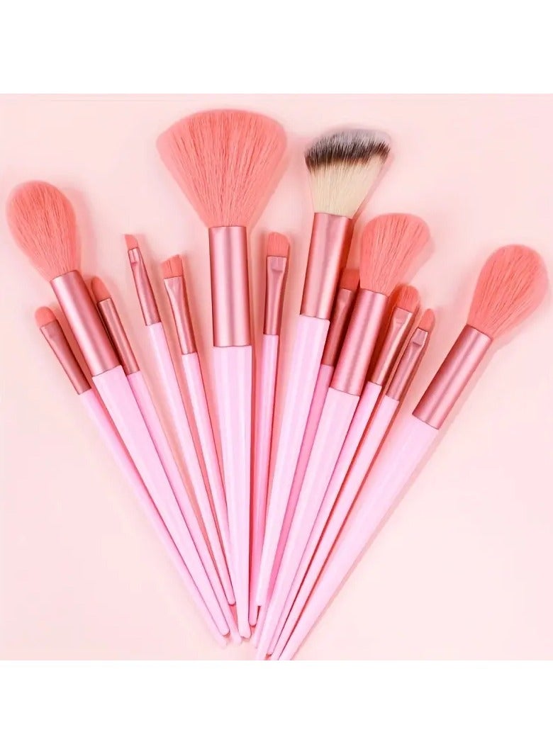 13 PCS Makeup Brush Set Soft Fluffy Professional Cosmetic Foundation Powder Eyeshadow Kabuki Blending Make up Brush Beauty Tool - Pink