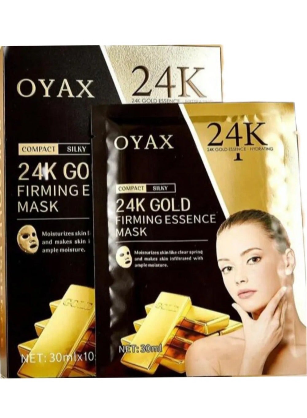 24K Gold Firming Face Mask- Anti Aging, Hydrating, Toning & Firming Facial Mask - Helps Reduce Wrinkles & Fine Lines - With Hyaluronic Acid & Collagen