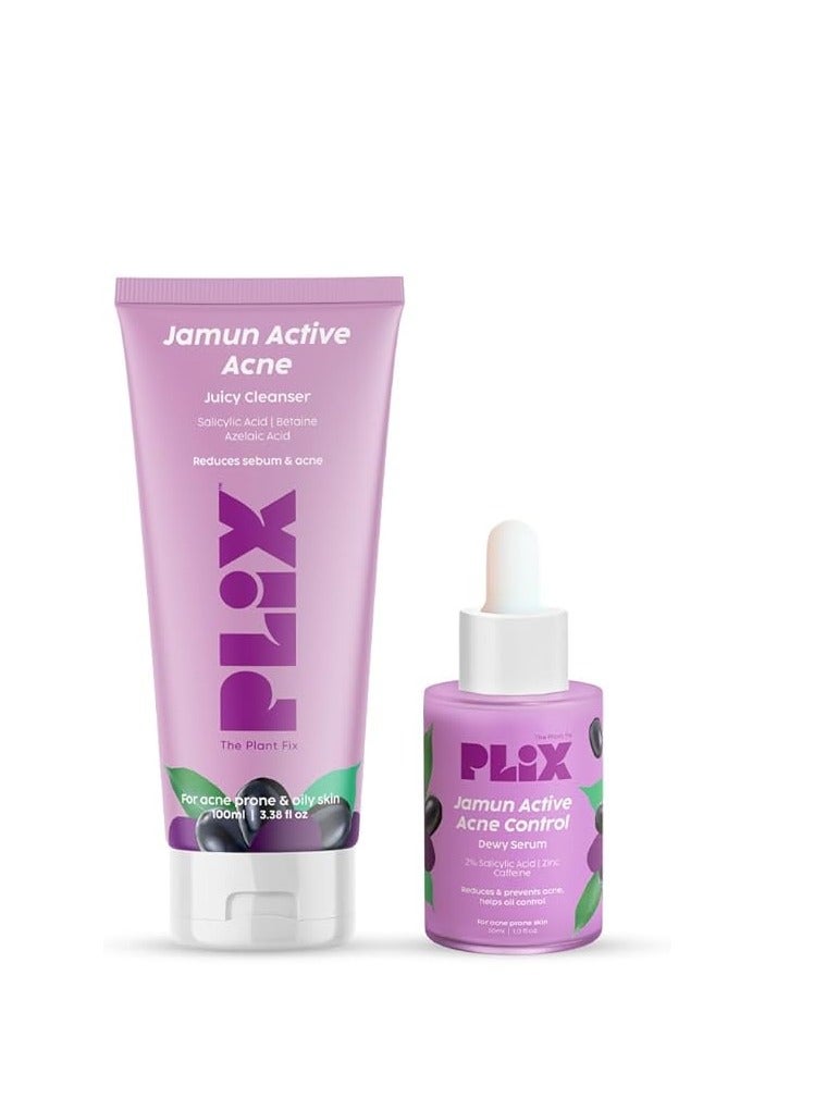 Jamun Face Wash and Active Acne Serum Combo(100ML + 30ML) For Active Acne & Oil Control, For Breakouts Oily & Acne Prone Skin Women & Men