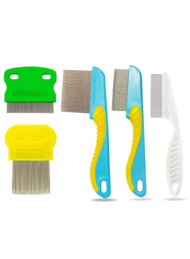 Pack Of 5 Pieces Hair Nit Combs Removes Head Lice Stainless Steel Teeth Head Lice Combs