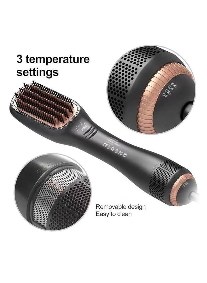 Hot Air Brush 4-in-1 Styling Tool – Hair Dryer, Straightener, Thickener & Volumizer, 1200–1500W Power, 3 Heat/Speed Settings, Negative Ion Technology, Ideal for All Hair Types