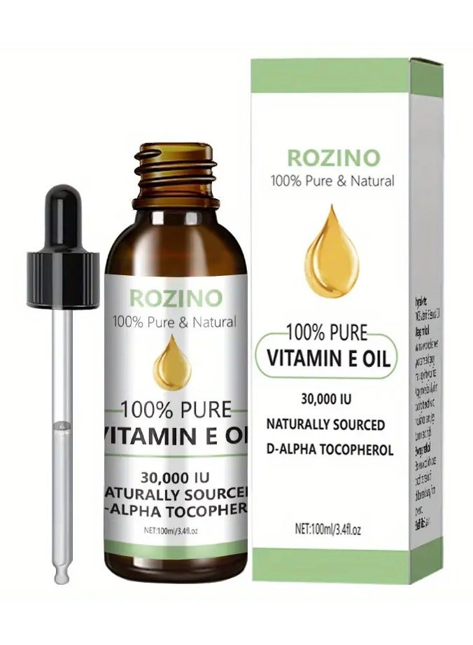 100ml Luxurious Natural Vitamin E Essential Oil - Face Oil for Skin Care, Massage, Guasha, Shower, and Beauty Routine - Nourishing Face, Body, Nails, Hair, and Eyelashes