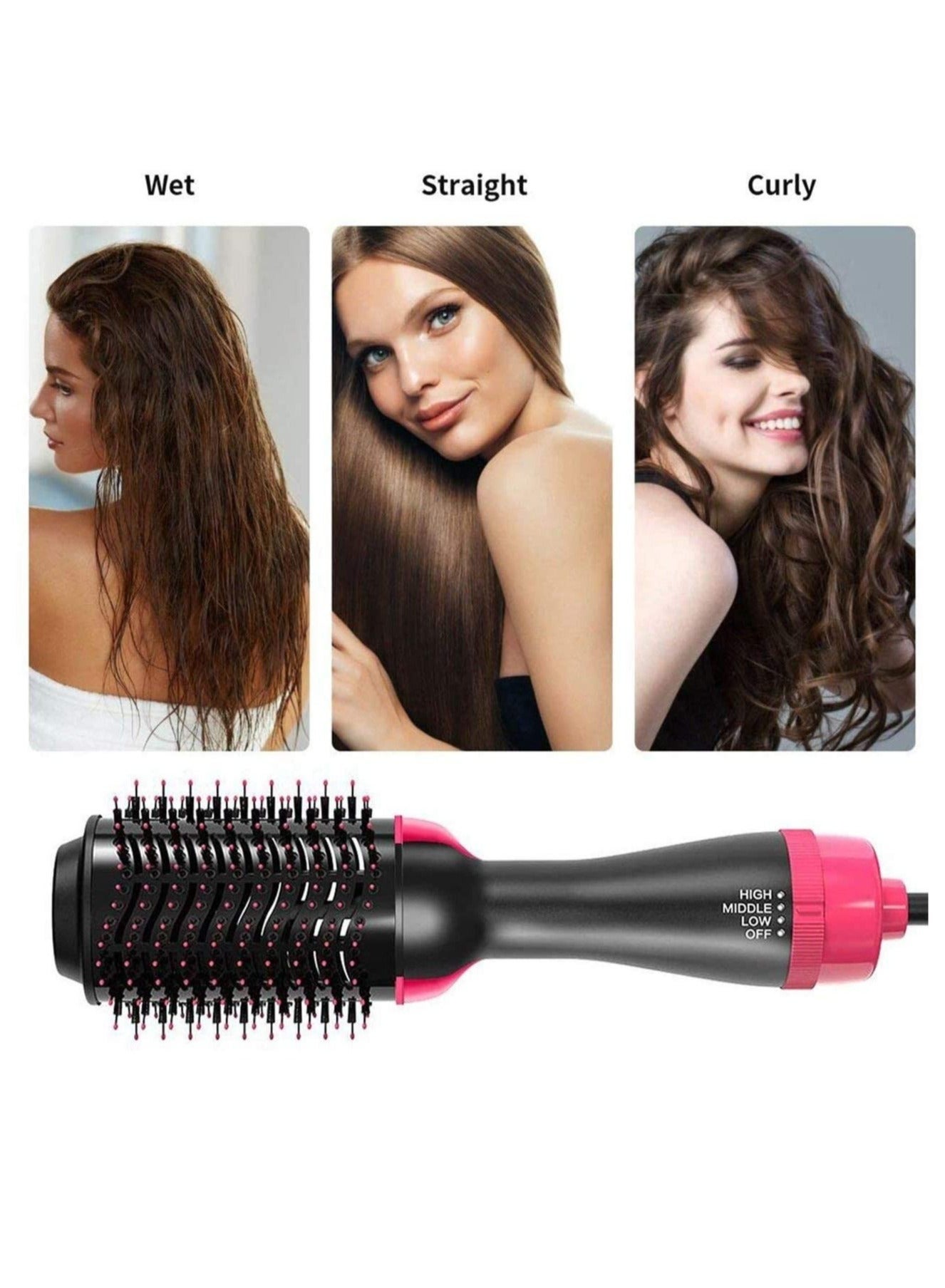 2 In 1 Professional Hair Dryer Brush Negative Ion Blow Dryer Straightening Brush Hot Air Styling Comb Electric Hair Straightener Styler