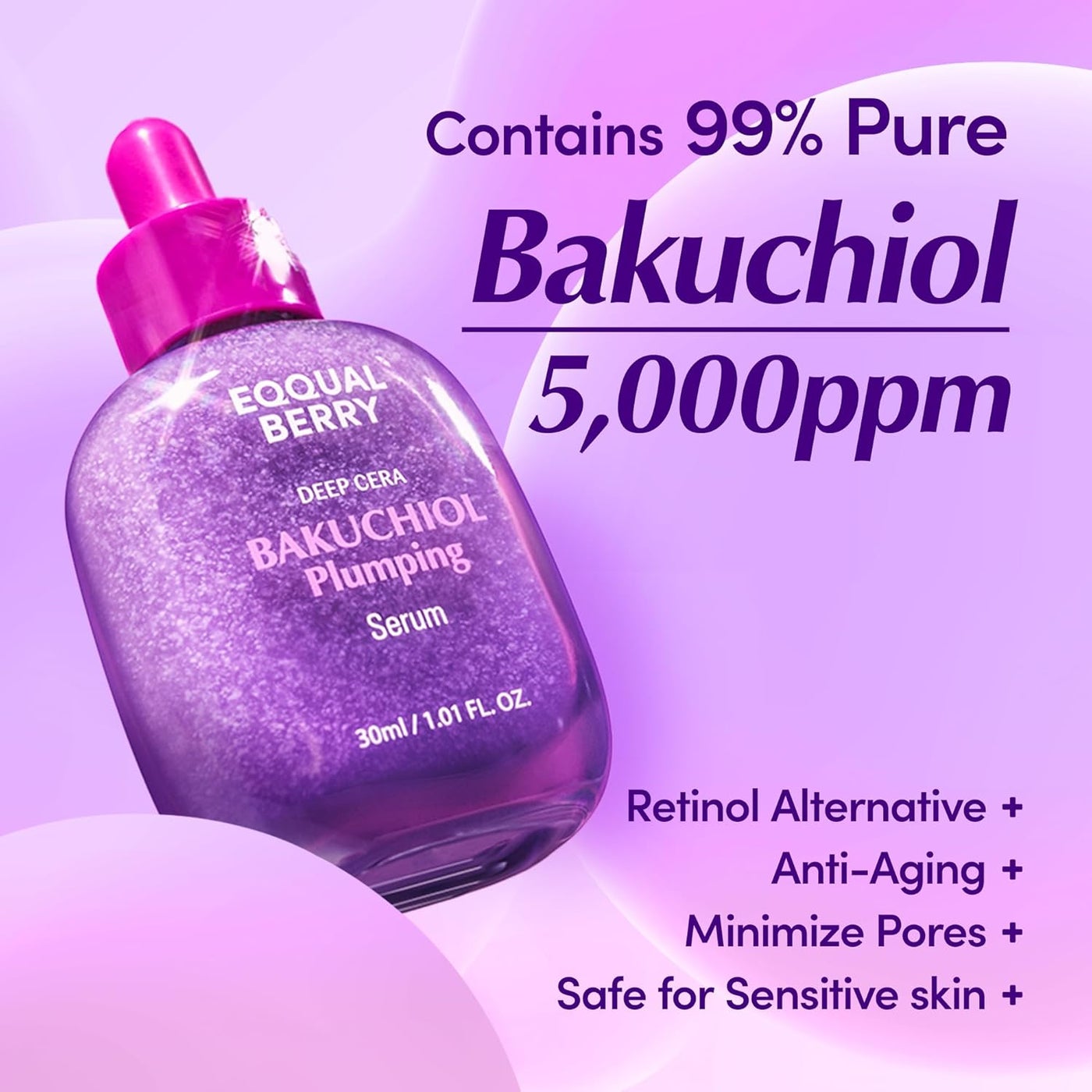 Pack Of 2 Bakuchiol Plumping Serum 30ml | Plant-Based Retinol Alternative Face Serum | Anti-Aging, Firming & Hydrating for All Skin Types - image 2