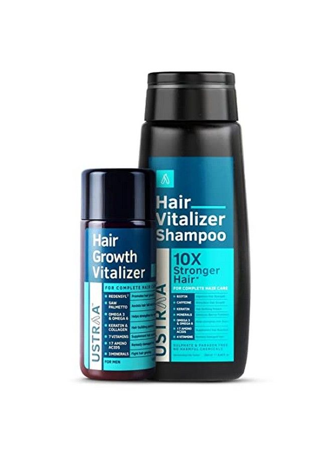 Ustraa Hair Vitalizer Kit (Dermatologically Tested Hair Vitalizer Shampoo - 250ml & Clinically Tested Hair Growth Vitalizer - 100ml), Hair Growth Pack, Helps in Hair Growth, Reduces Hairfall