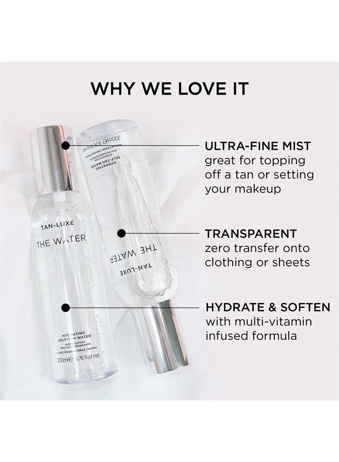 The Water - Medium/Dark - The Water Hydrating Self Tanner Mist - Vitamin Infused, Hydrating Tanning Water Mist - Cruelty & Toxin Free Spray Tanner